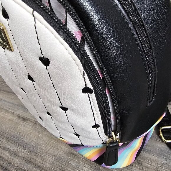 Betsey Johnson Rainbow & Heart Black Backpack - Picture 13 of 14